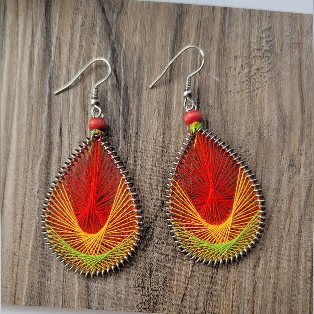 Multicolor Wire Wrapped Drop Earrings